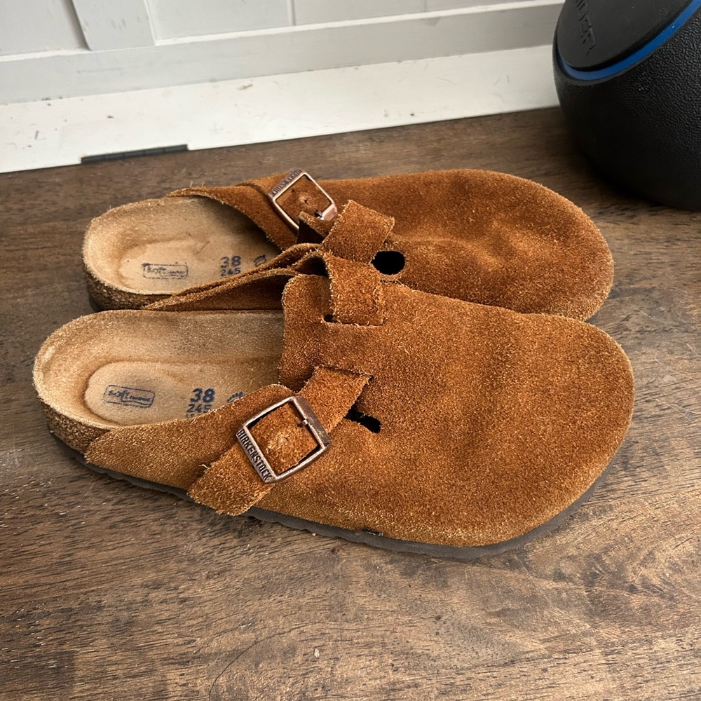 Birkenstock Tan Suede Clogs